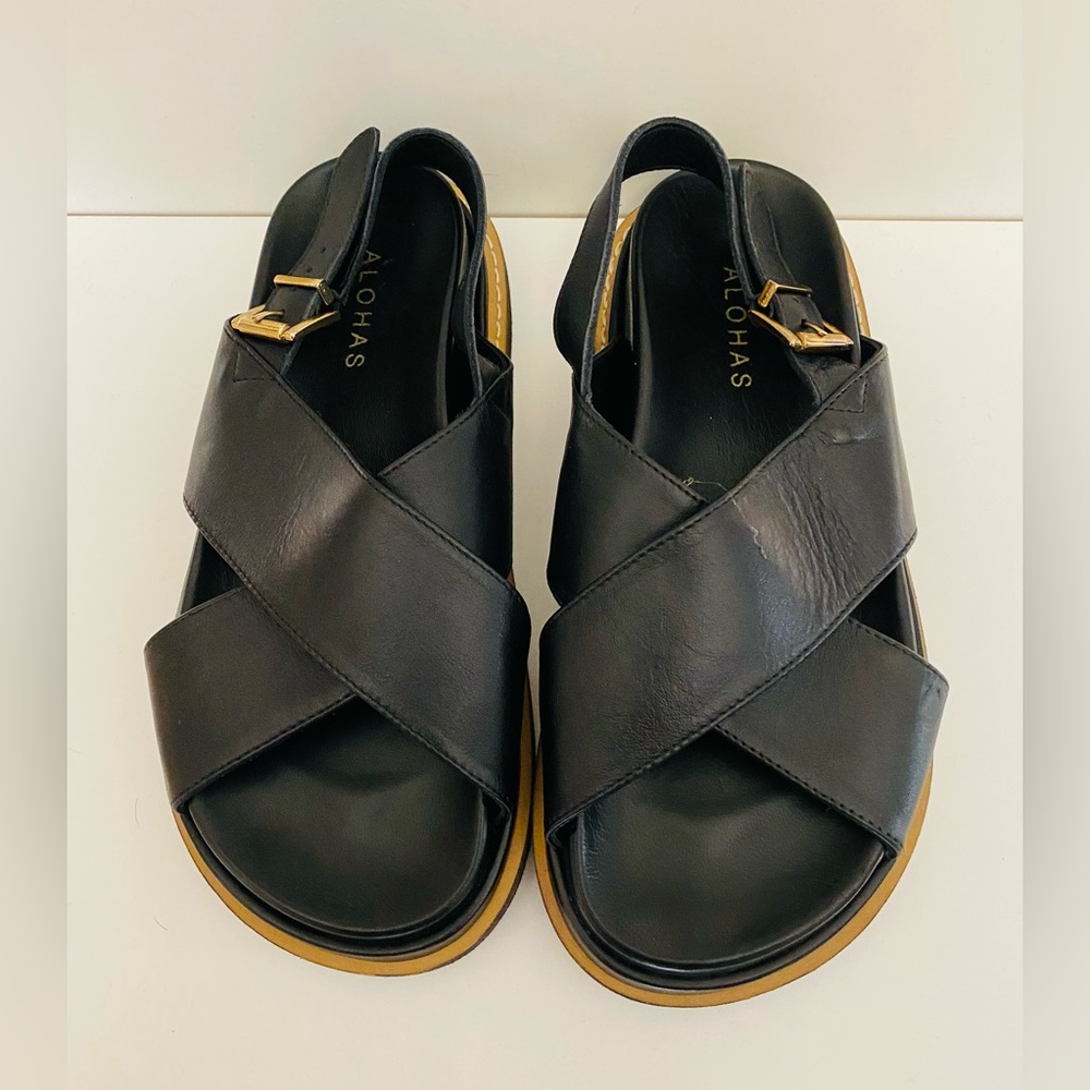 NWOT, ALOHAS, black leather, 36 EU